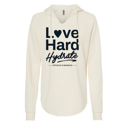 "Love Hard & Hydrate" Bone Flowy Hoodie (Women's)